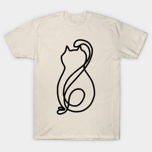 One Line Cat Viral TikTok (Black) T-Shirt